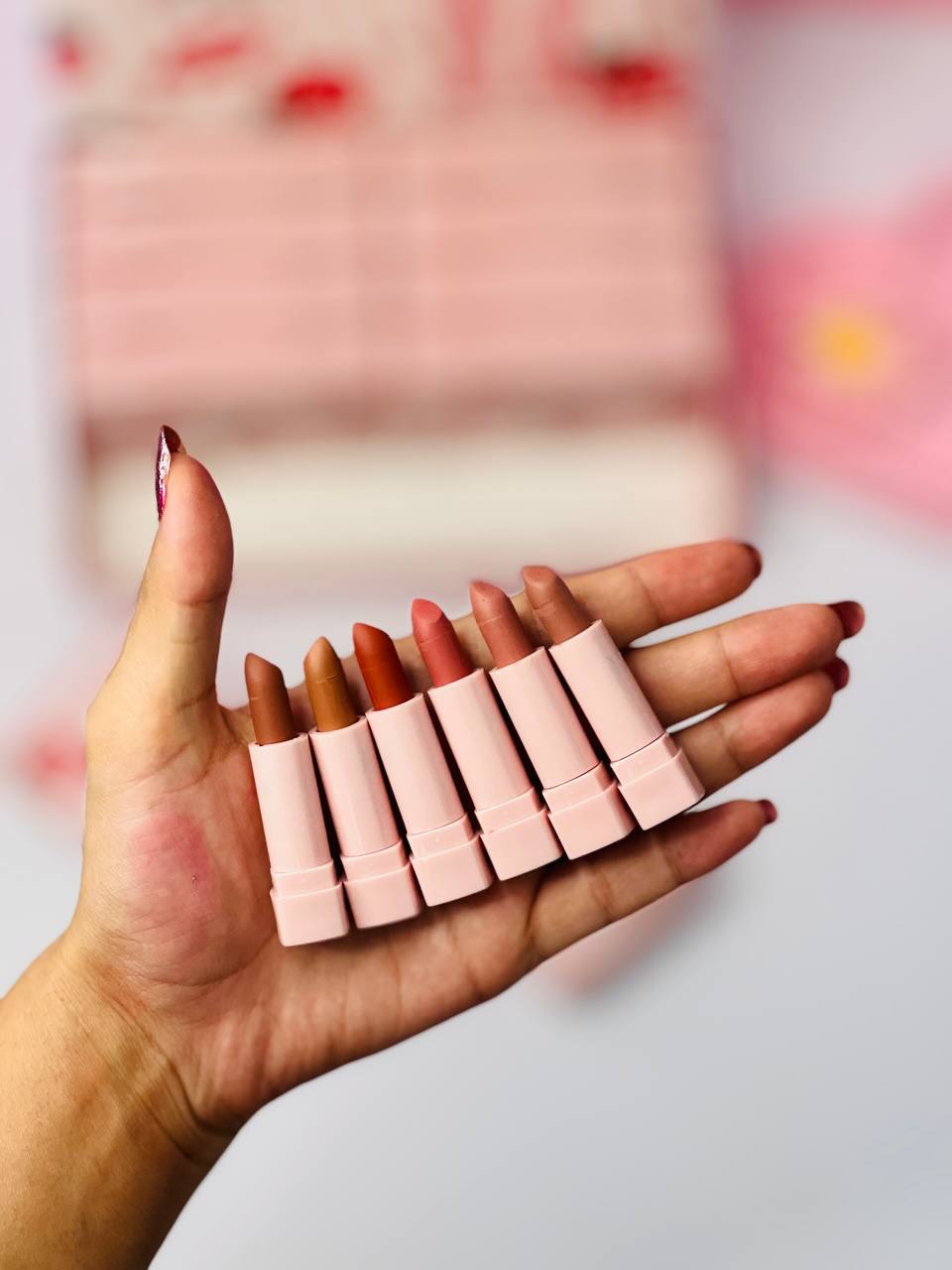 Dragon Ranee Colourme Mini Lipstick Set – Strawberry (6 Matte Shades | Long Lasting | Waterproof |