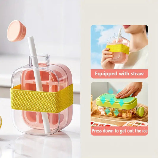 2-in-1 Ice Cube Tray with Bottle – Press Release Ice Mold & Drink Container