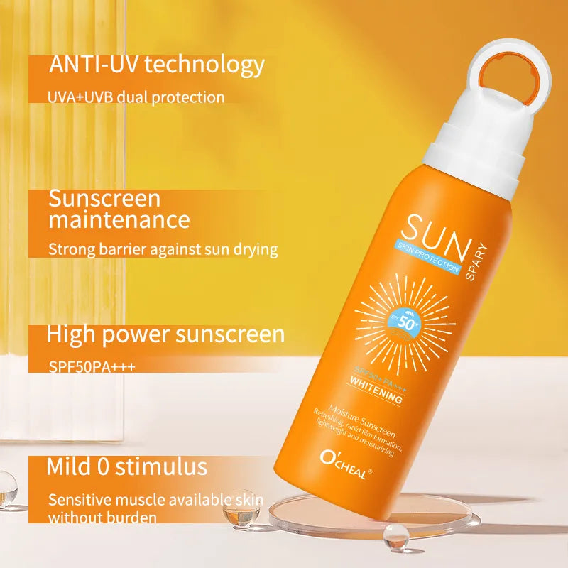 New Natural Whitening Sun Block Hydrating Sunblock Spray SPF 50 High Efficiency Sunblock Delicate Refreshing Organic Face and Body Sunscreen