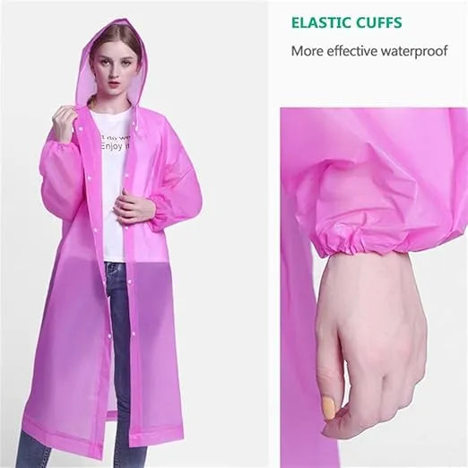 Raincoat Transparent Water Proof Reusable Hoodie & Travel Pouch for Adult