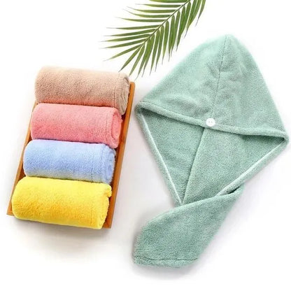 Komfy Hair Dryer Cap Towel 100% Cotton Shower Cap Quick Dryer Wrap Towel Bath Cap Towel Hair Turban Water Absorbent