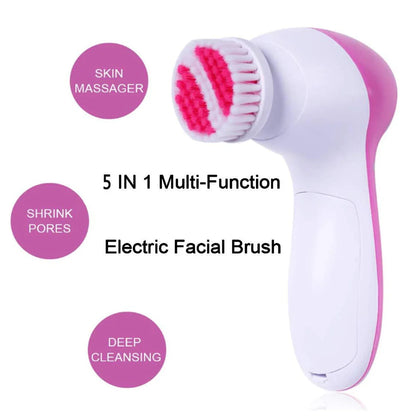 5 in 1 Facial Cleansing Brush- Face Spin Brush Set, Deep Cleansing, Gentle Exfoliating, Removing Blackheads, Massaging, Face and Body