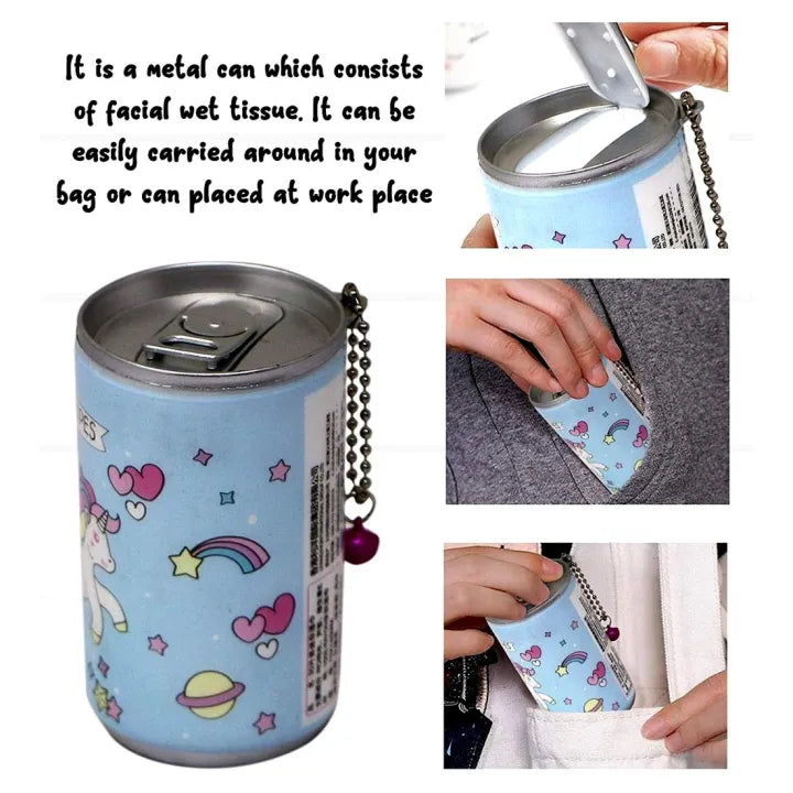 Mini Portable Wet Wipes Tissue Can for Cleaning Face Body for Kids Women and Men