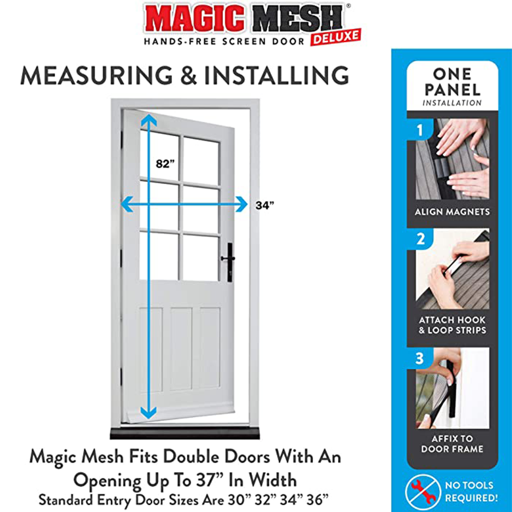 Magic Mesh Magnetic Screen Door 80x36 Inch Pack of 2 |