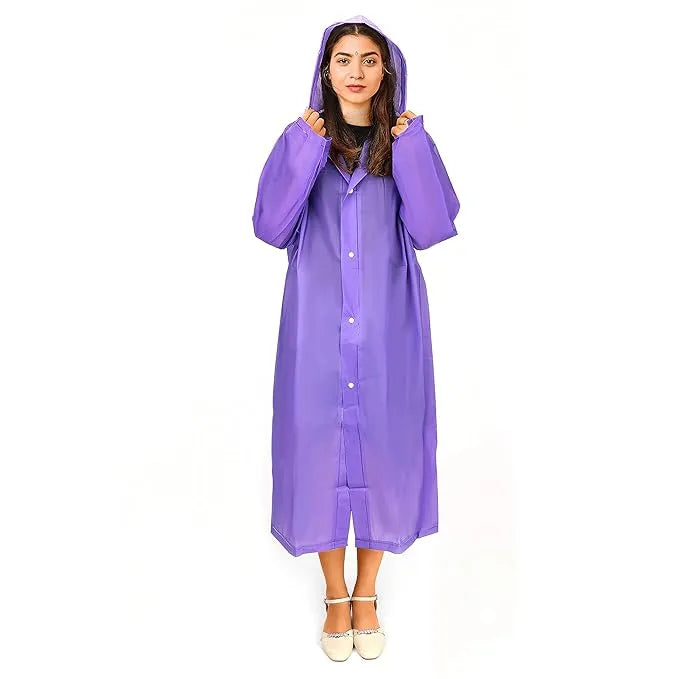 Raincoat Transparent Water Proof Reusable Hoodie & Travel Pouch for Adult