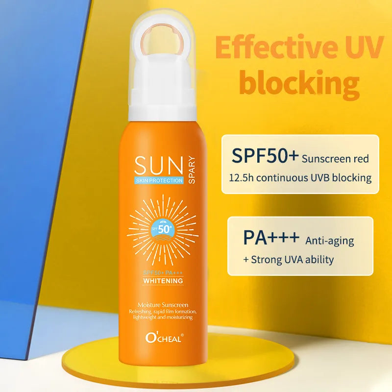 New Natural Whitening Sun Block Hydrating Sunblock Spray SPF 50 High Efficiency Sunblock Delicate Refreshing Organic Face and Body Sunscreen