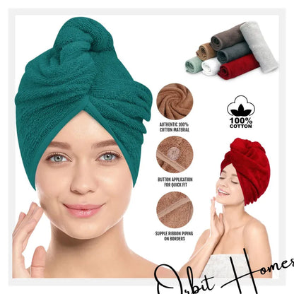 Komfy Hair Dryer Cap Towel 100% Cotton Shower Cap Quick Dryer Wrap Towel Bath Cap Towel Hair Turban Water Absorbent