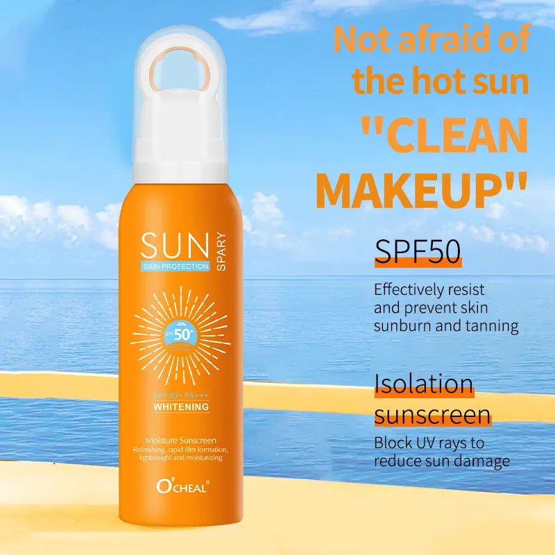 New Natural Whitening Sun Block Hydrating Sunblock Spray SPF 50 High Efficiency Sunblock Delicate Refreshing Organic Face and Body Sunscreen