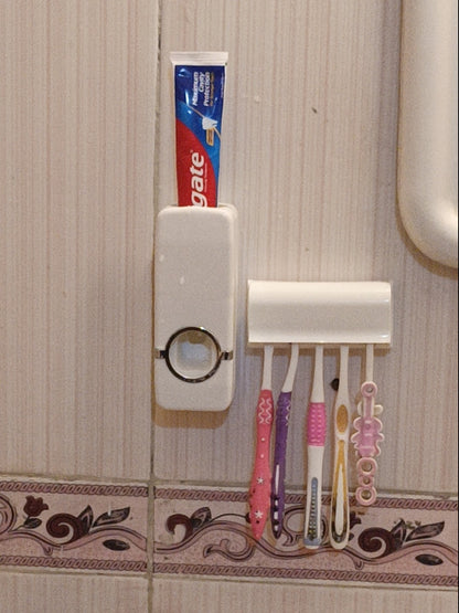 Automatic Toothpaste Dispenser With Toothbrush Holder